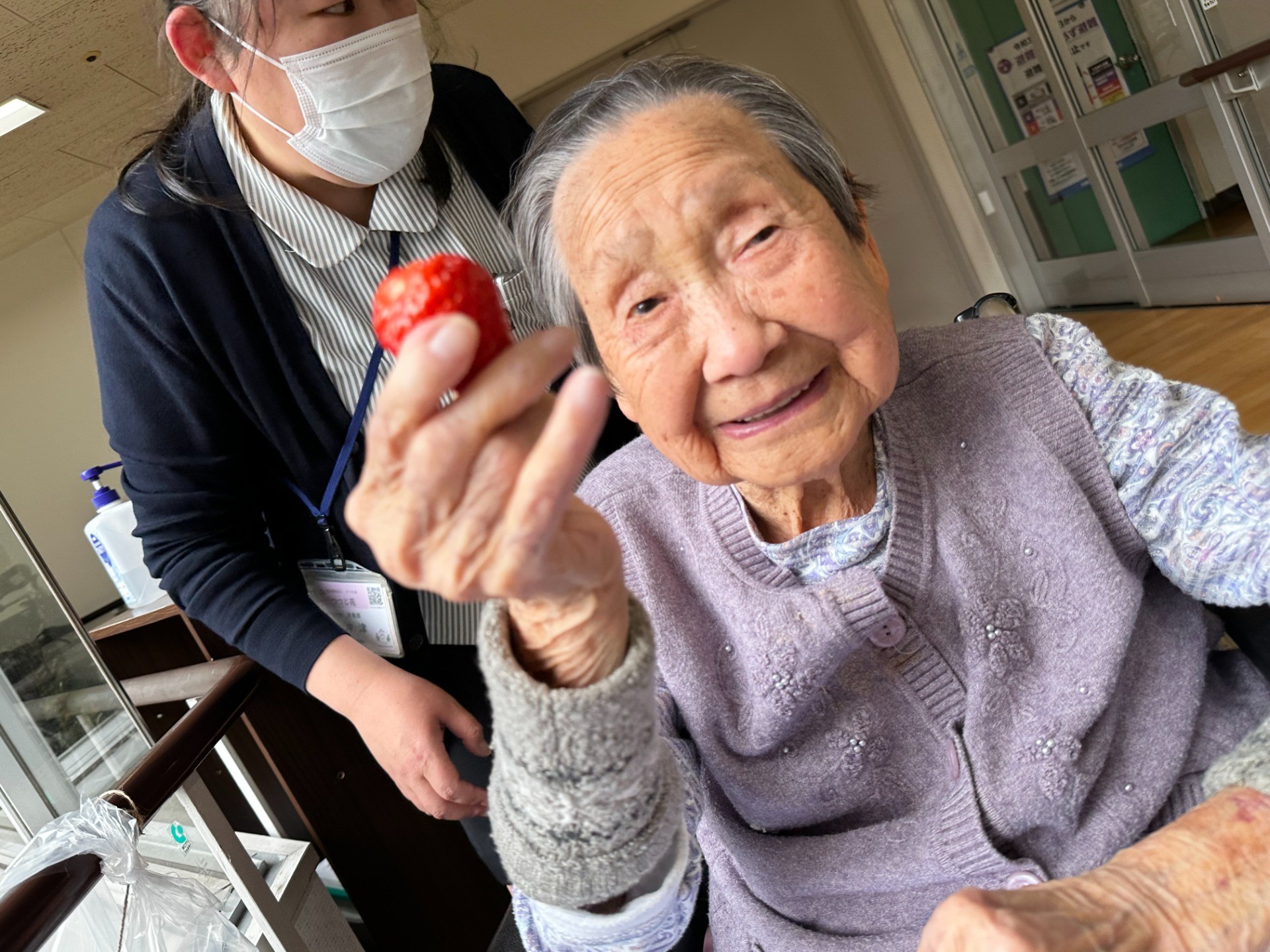 苑内でのいちご狩り
